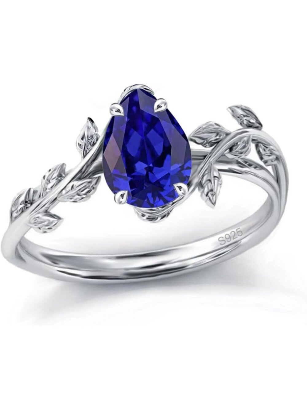 Natural Moss Agate & Opal Birthstone Ring in 925 Sterling Silver - Leaf Design